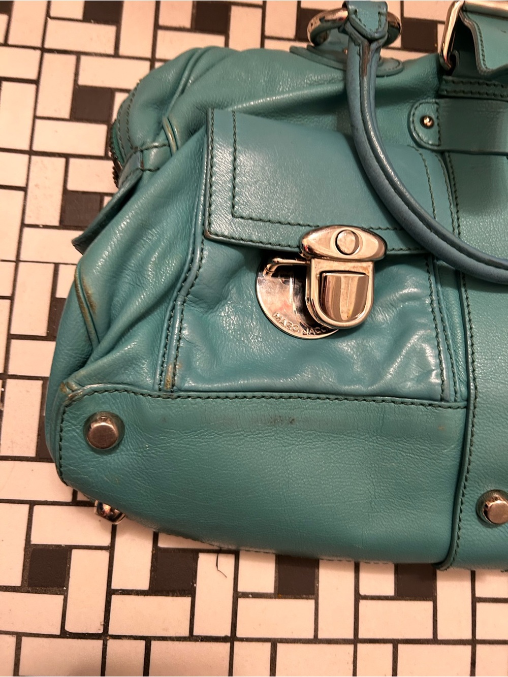 Marc Jacobs made in Italy turquoise Leather Tote Satchel - Picture 5 of 16